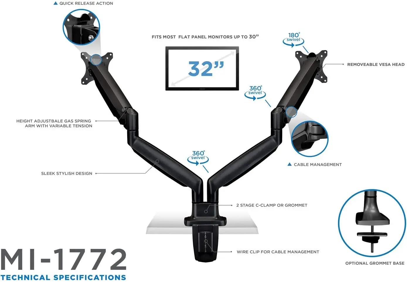 Dual Monitor Arm Mount | Desk  - Dual Monitor Stand 리뷰 및 가격